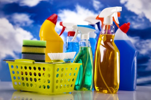 A commercial cleaning team working in a Ruislip office building with practical access considerations